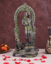 Pure Brass Lord Murugan with Prabhavali – Unique Mukunda Kartikeya Statue 14.5" - Budhshiv.com