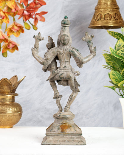 Pure Brass Lord Narsimha with Devi Lakshmi Idol - 12" grey sand - Budhshiv.com