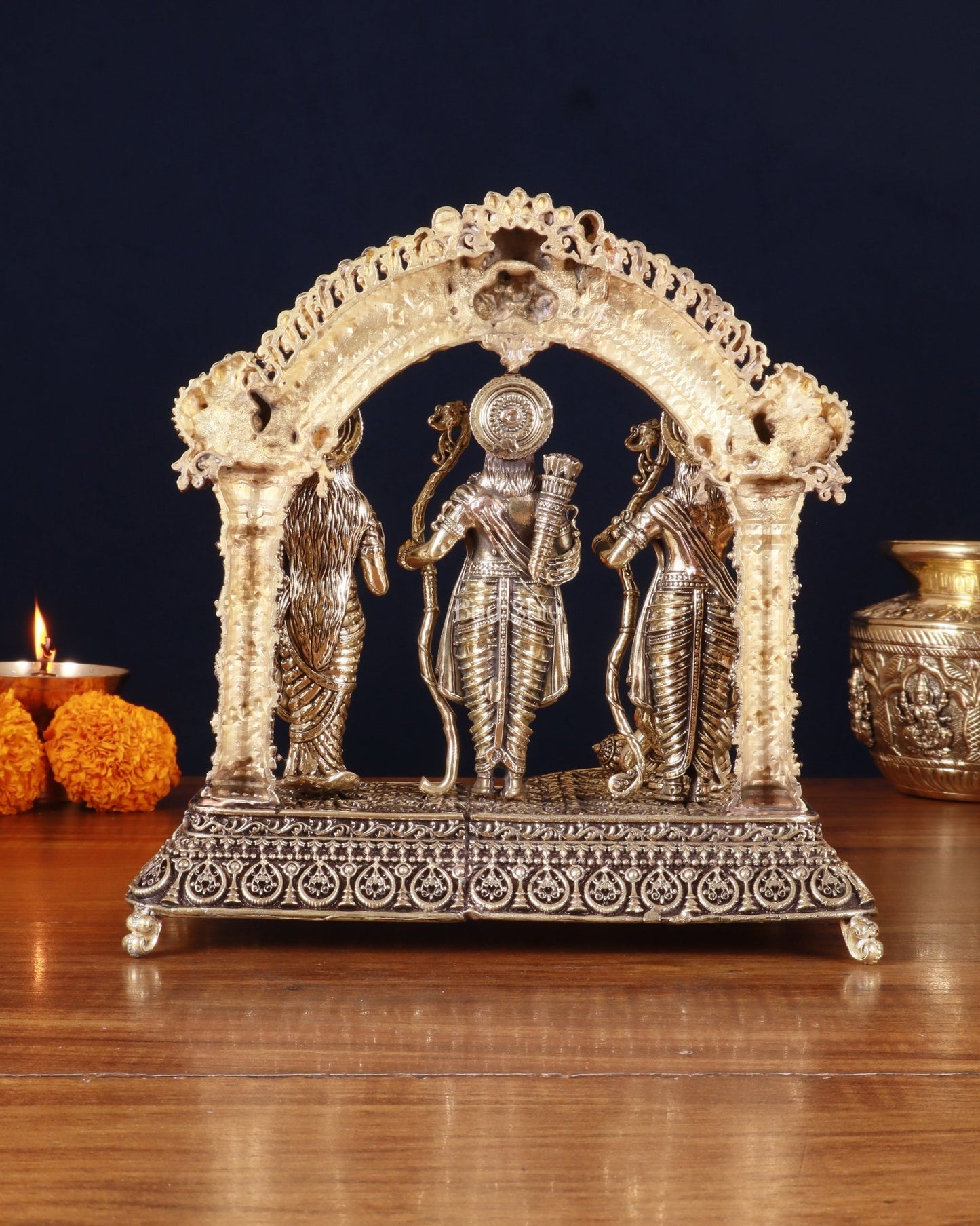 Pure Brass Lord Ram Darbar Intricately Crafted Statue – 9.5 Inch - Budhshiv.com