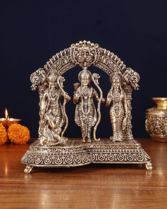 Pure Brass Lord Ram Darbar Intricately Crafted Statue – 9.5 Inch - Budhshiv.com