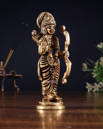 Pure Brass Lord Rama Statue – 4.5" Miniature Idol for Home Temple - Budhshiv.com