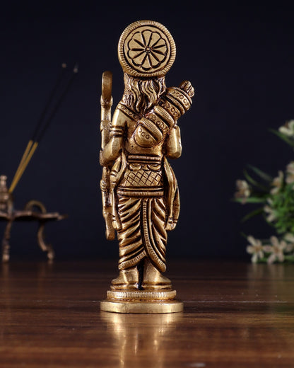 Pure Brass Lord Rama Statue – 4.5" Miniature Idol for Home Temple - Budhshiv.com