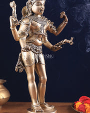 Pure Brass Lord Shiva as Pashupatinath Standing Sculpture – Hoysala Inspired 18" - Budhshiv.com