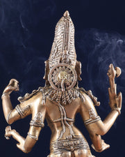 Pure Brass Lord Shiva as Pashupatinath Standing Sculpture – Hoysala Inspired 18" - Budhshiv.com