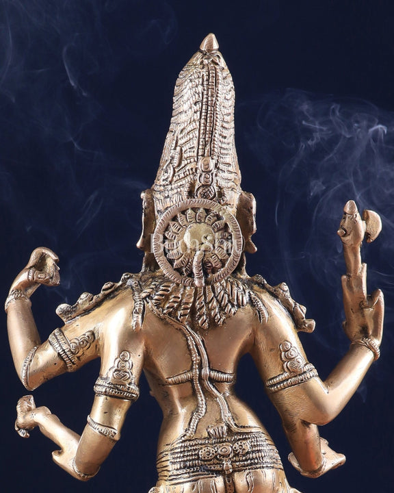 Pure Brass Lord Shiva as Pashupatinath Standing Sculpture – Hoysala Inspired 18" - Budhshiv.com