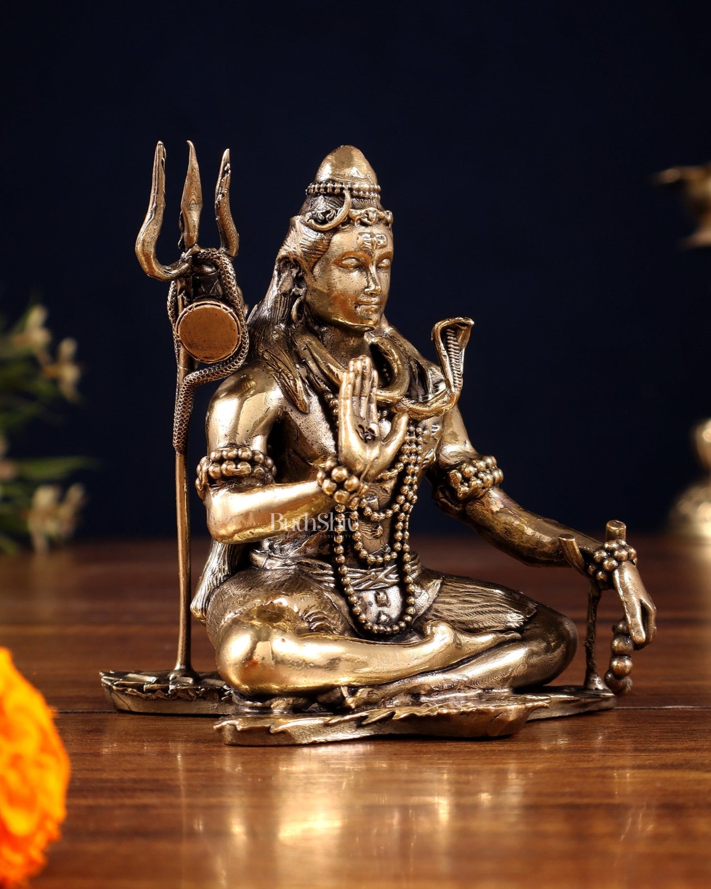 Pure Brass Lord Shiva Blessing Statue – Superfine Finish – 4" - Budhshiv.com