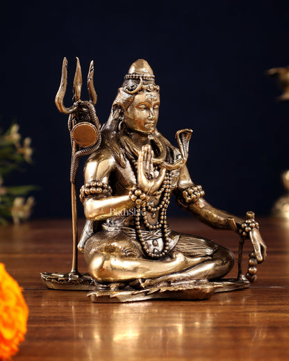 Pure Brass Lord Shiva Blessing Statue – Superfine Finish – 4" - Budhshiv.com