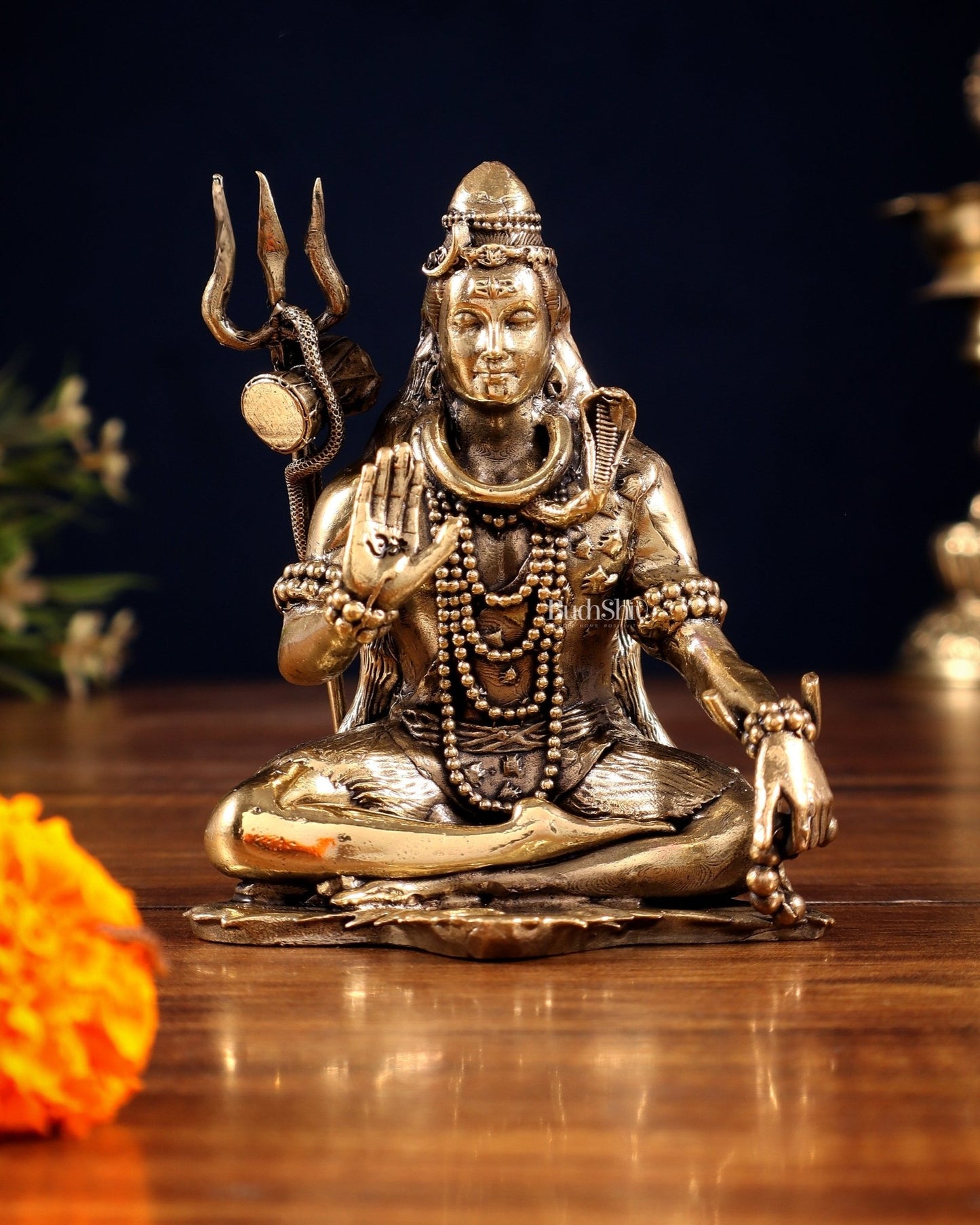 Pure Brass Lord Shiva Blessing Statue – Superfine Finish – 4" - Budhshiv.com