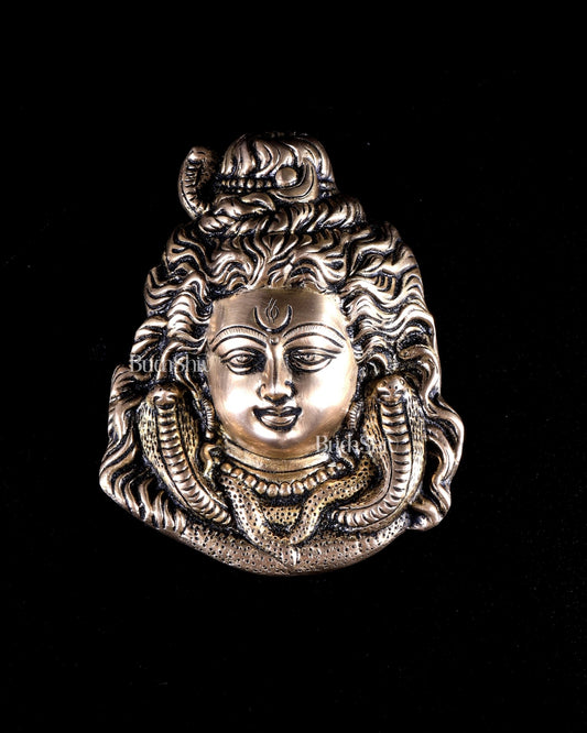 Pure Brass Lord Shiva Face Mural for Wall Hanging – Divine Mahadev Face - Budhshiv.com