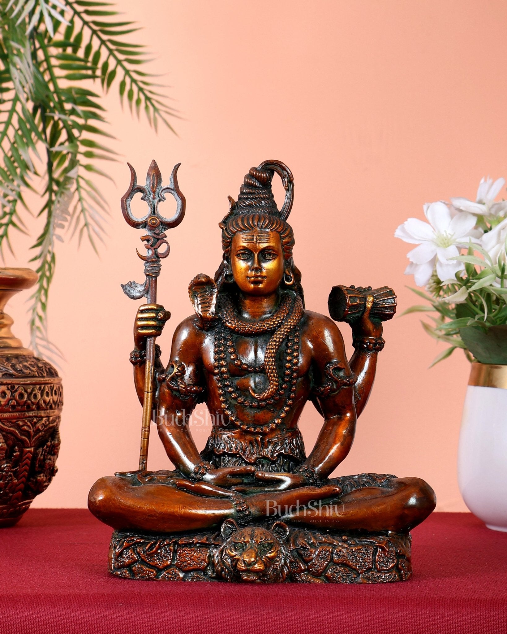 Pure Brass Lord Shiva Idol chola brown tone hollow casted superfine idols - Budhshiv.com