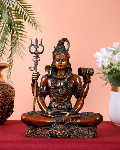 Pure Brass Lord Shiva Idol chola brown tone hollow casted superfine idols - Budhshiv.com
