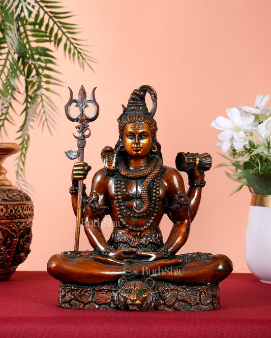 Pure Brass Lord Shiva Idol chola brown tone hollow casted superfine idols - Budhshiv.com