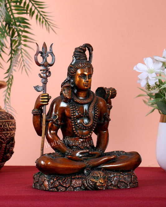 Pure Brass Lord Shiva Idol chola brown tone hollow casted superfine idols - Budhshiv.com