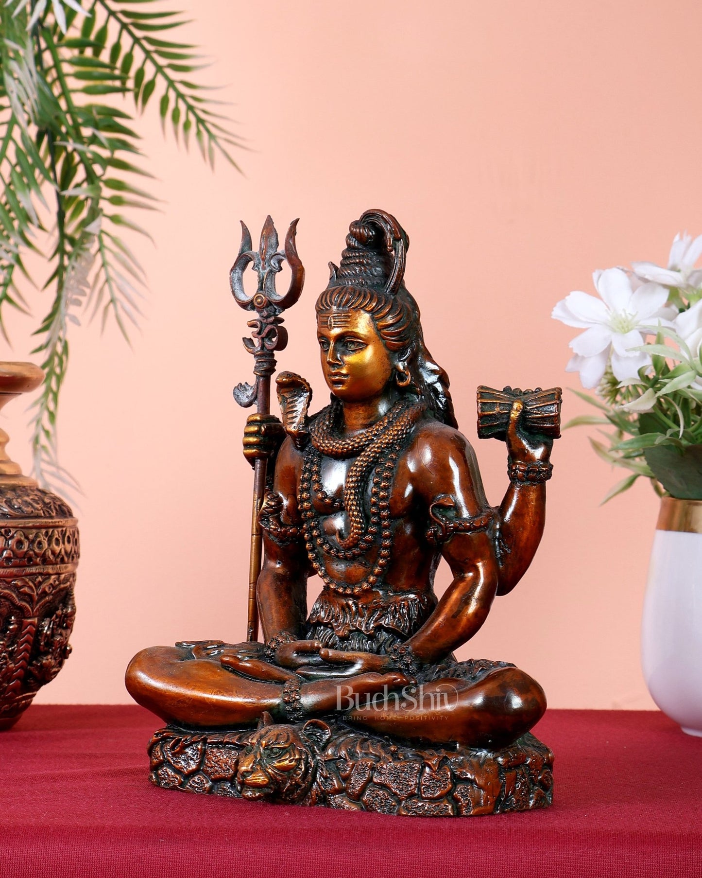 Pure Brass Lord Shiva Idol chola brown tone hollow casted superfine idols - Budhshiv.com
