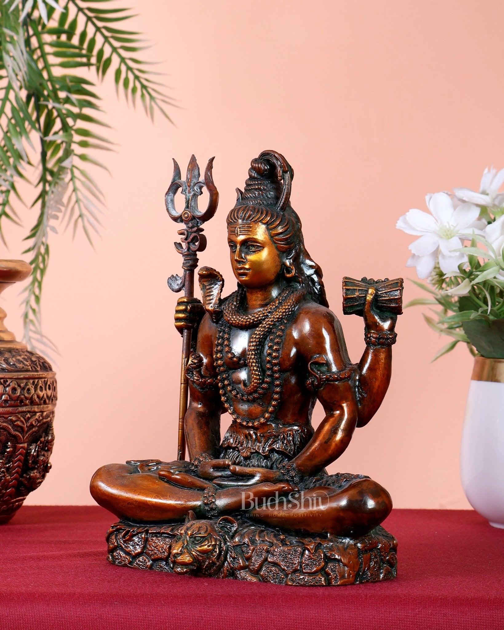Pure Brass Lord Shiva Idol chola brown tone hollow casted superfine idols - Budhshiv.com