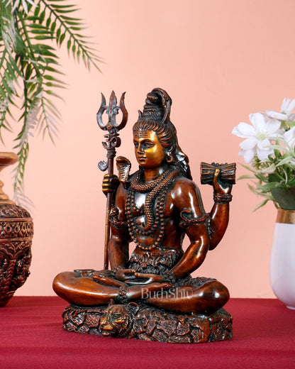 Pure Brass Lord Shiva Idol chola brown tone hollow casted superfine idols - Budhshiv.com