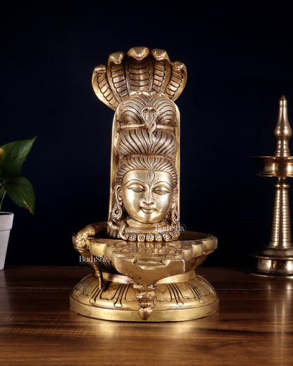 Pure Brass Lord Shiva Mukhalingam Shivling – 12 Inch - Budhshiv.com