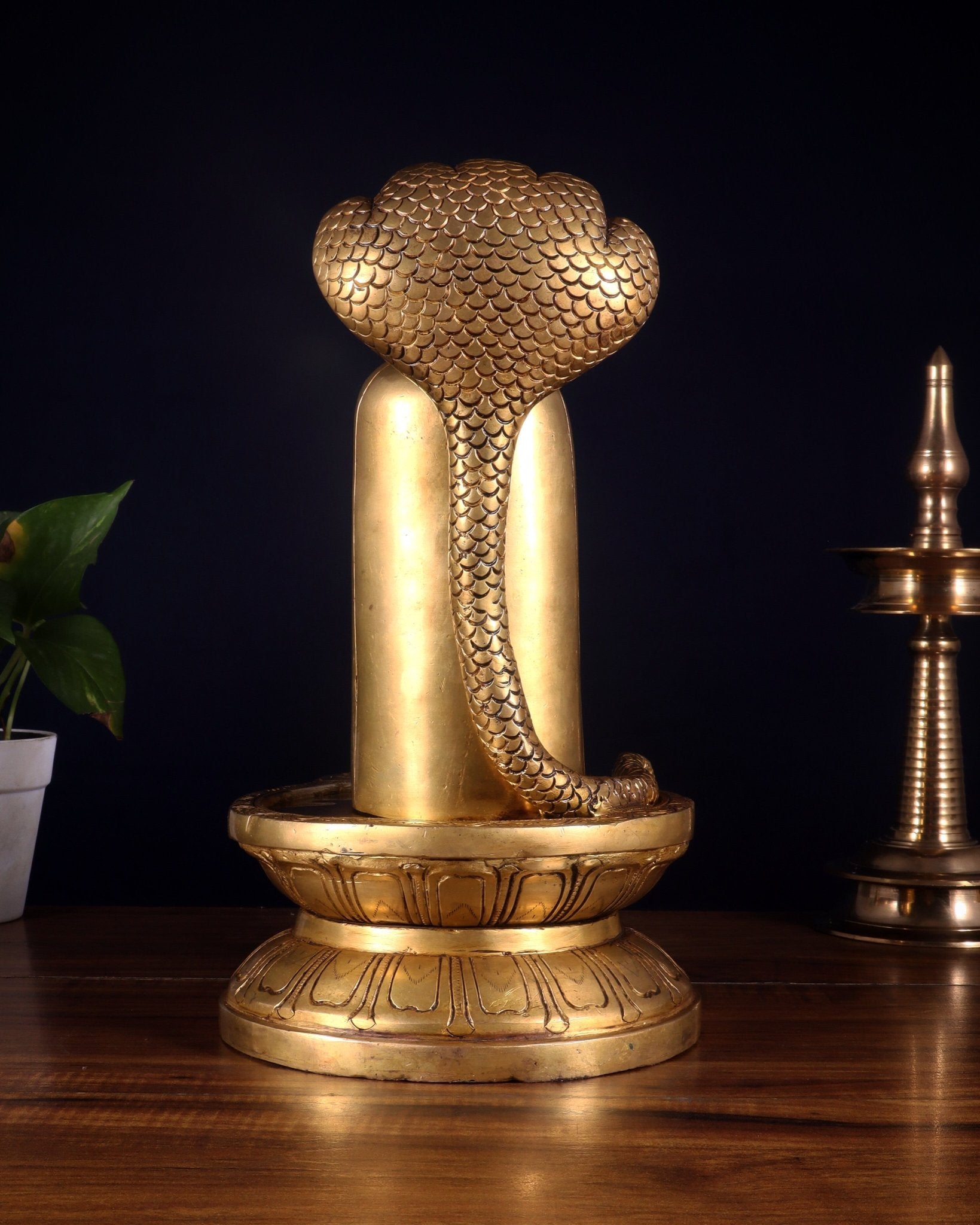Pure Brass Lord Shiva Mukhalingam Shivling – 12 Inch - Budhshiv.com