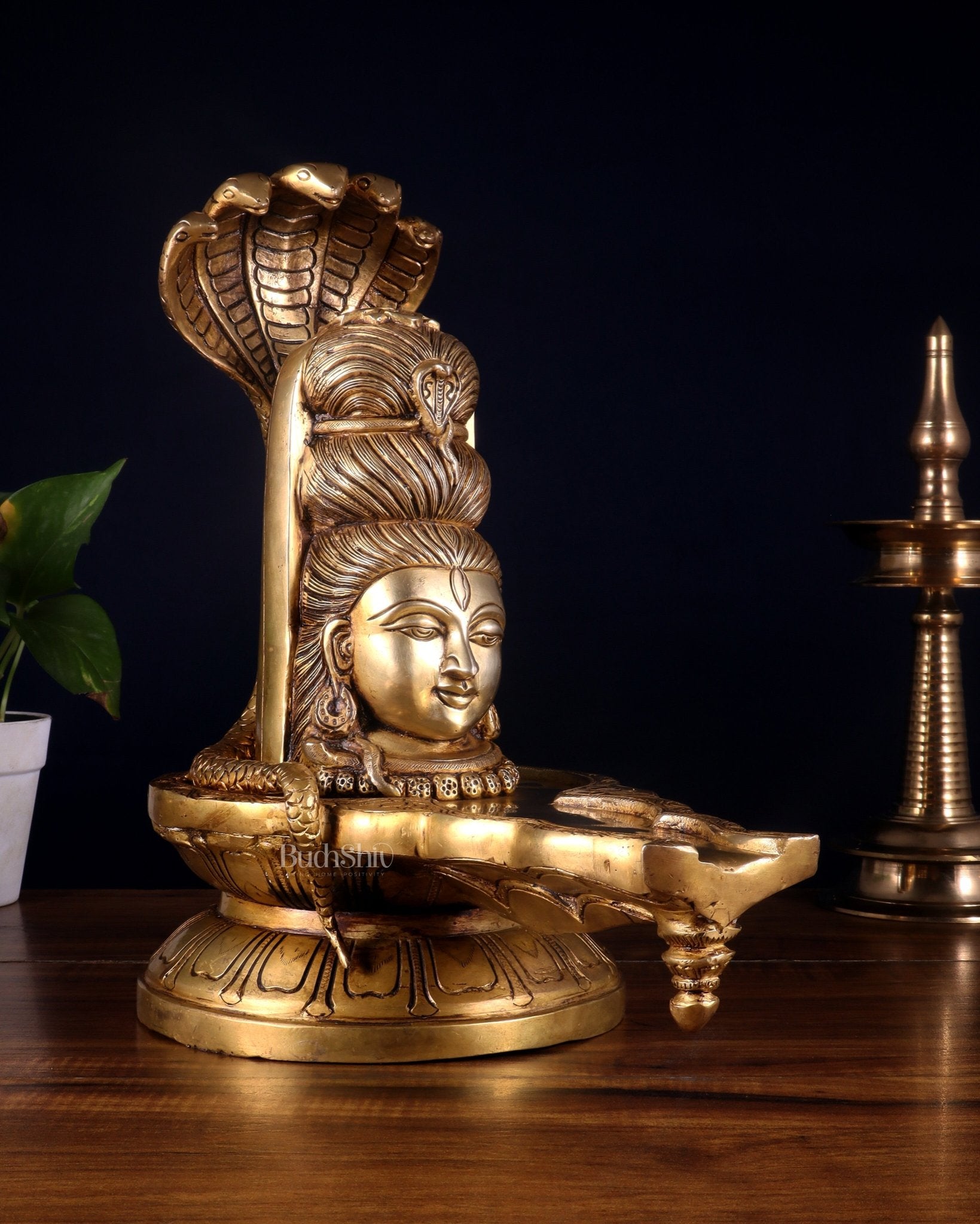 Pure Brass Lord Shiva Mukhalingam Shivling – 12 Inch - Budhshiv.com