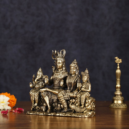Pure Brass Lord Shiva Parivar Idol | Superfine Intricate | 5" - Budhshiv.com