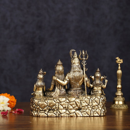 Pure Brass Lord Shiva Parivar Idol | Superfine Intricate | 5" - Budhshiv.com