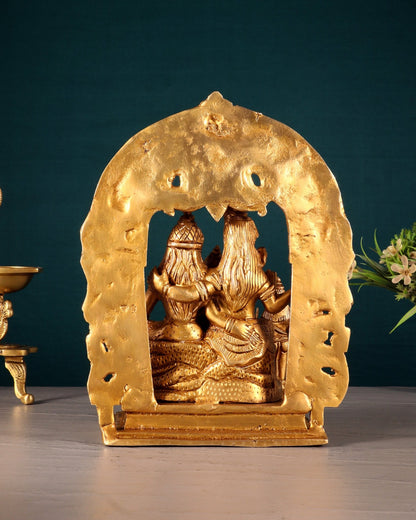 Pure Brass Lord Shiva Parivar with Arch 9" - Budhshiv.com
