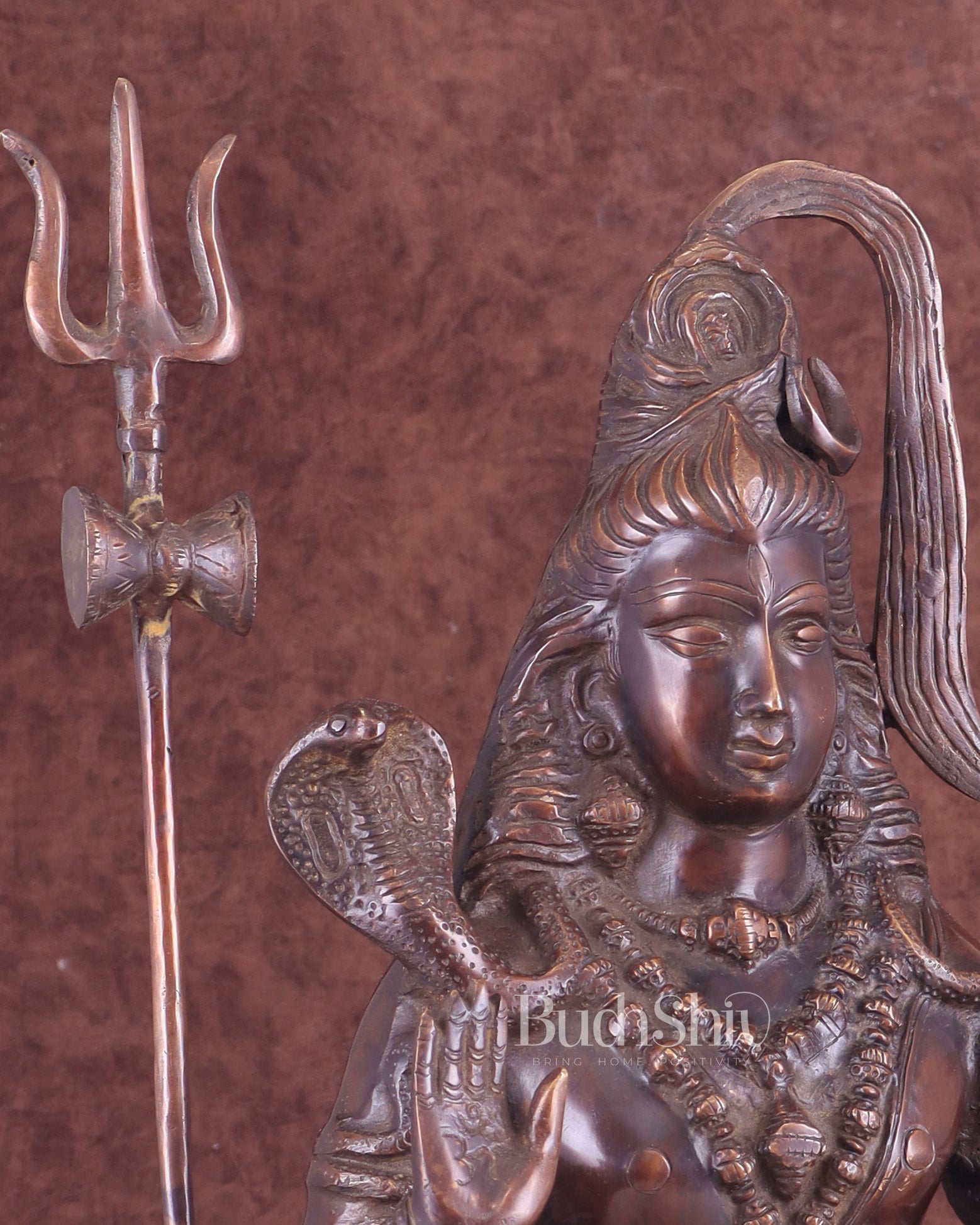 Pure Brass Lord Shiva Statue - 18" brown tone - Budhshiv.com