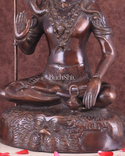 Pure Brass Lord Shiva Statue - 18" brown tone - Budhshiv.com