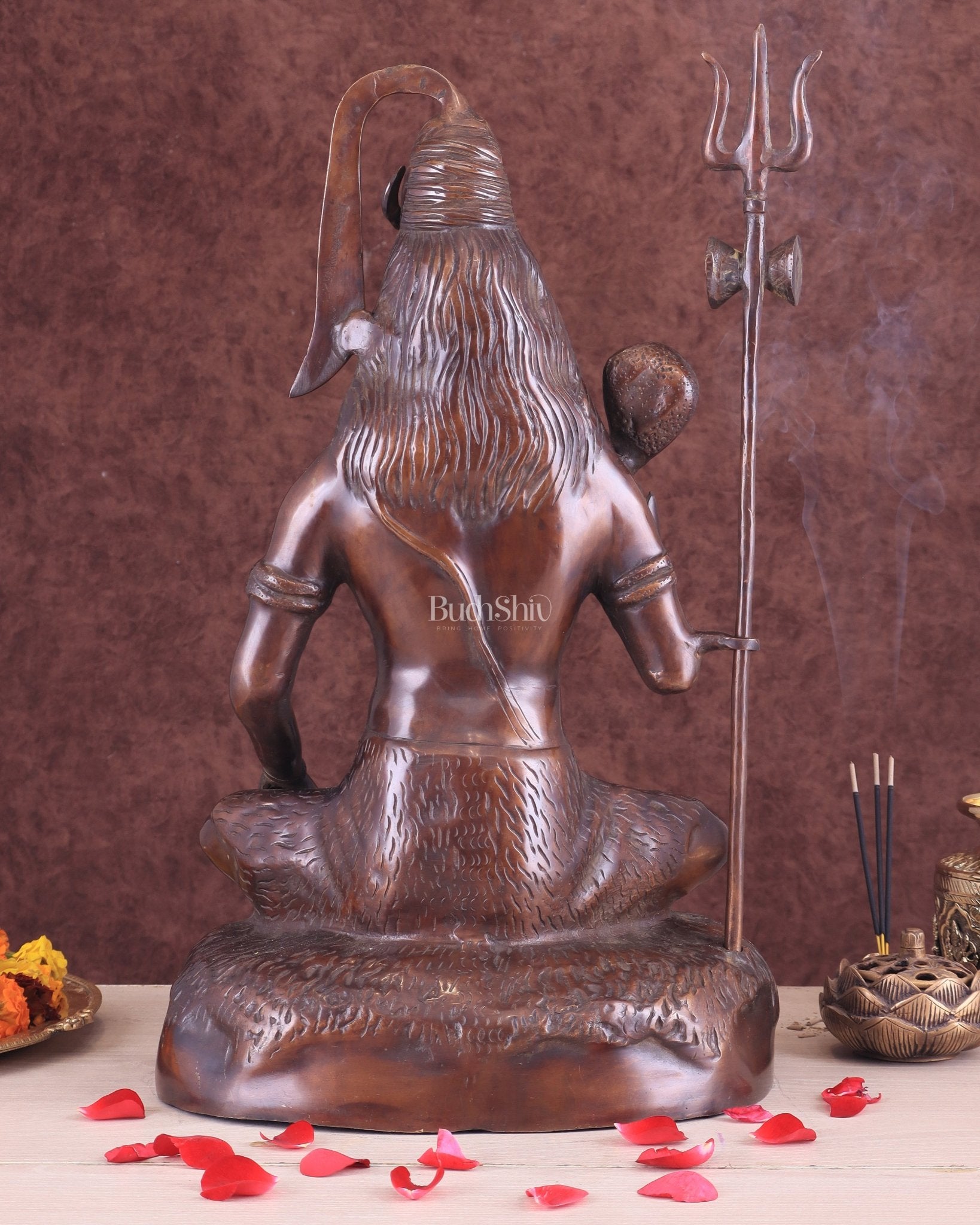 Pure Brass Lord Shiva Statue - 18" brown tone - Budhshiv.com