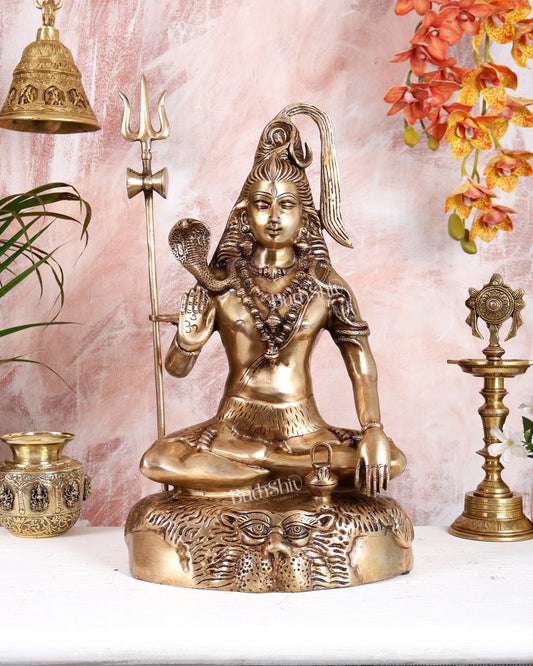 Pure Brass Lord Shiva Statue - 18" matte finish - Budhshiv.com