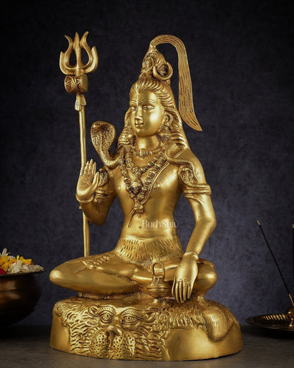 Pure Brass Lord Shiva Statue - 18" - Budhshiv.com