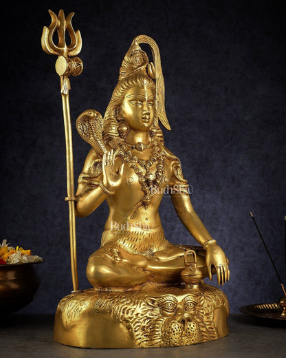 Pure Brass Lord Shiva Statue - 18" - Budhshiv.com