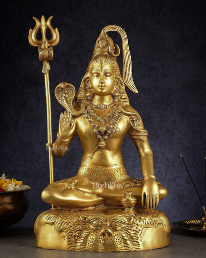 Pure Brass Lord Shiva Statue - 18" - Budhshiv.com