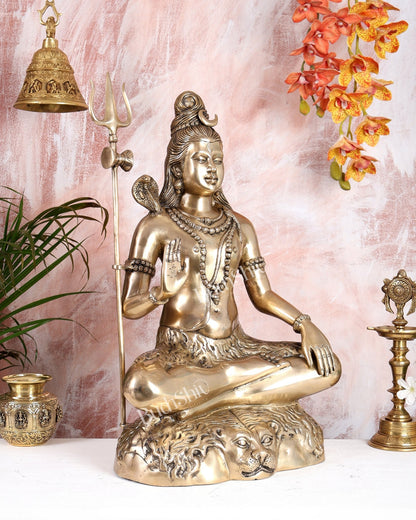 Pure Brass Lord Shiva Statue - 23" matte finish - Budhshiv.com