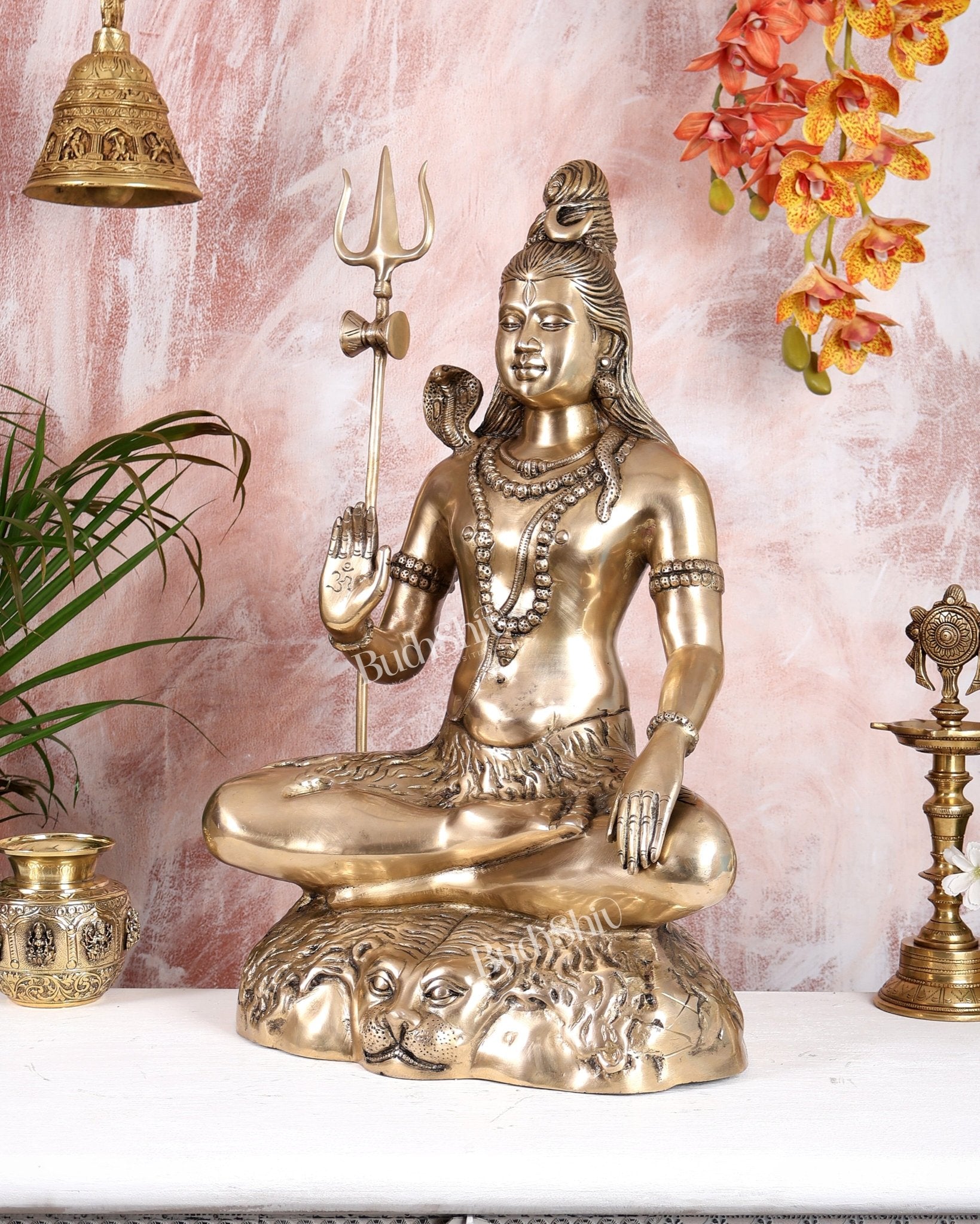 Pure Brass Lord Shiva Statue - 23" matte finish - Budhshiv.com