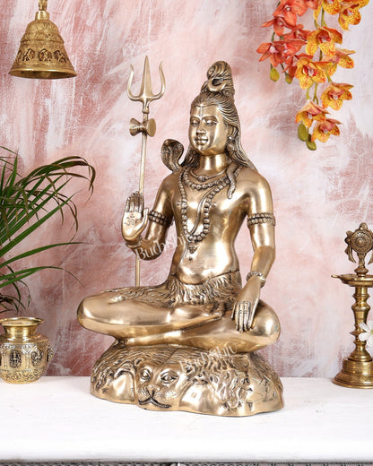 Pure Brass Lord Shiva Statue - 23" matte finish - Budhshiv.com