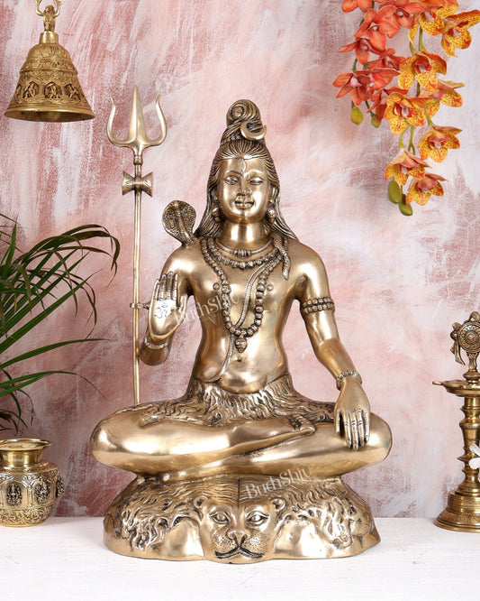 Pure Brass Lord Shiva Statue - 23" matte finish - Budhshiv.com