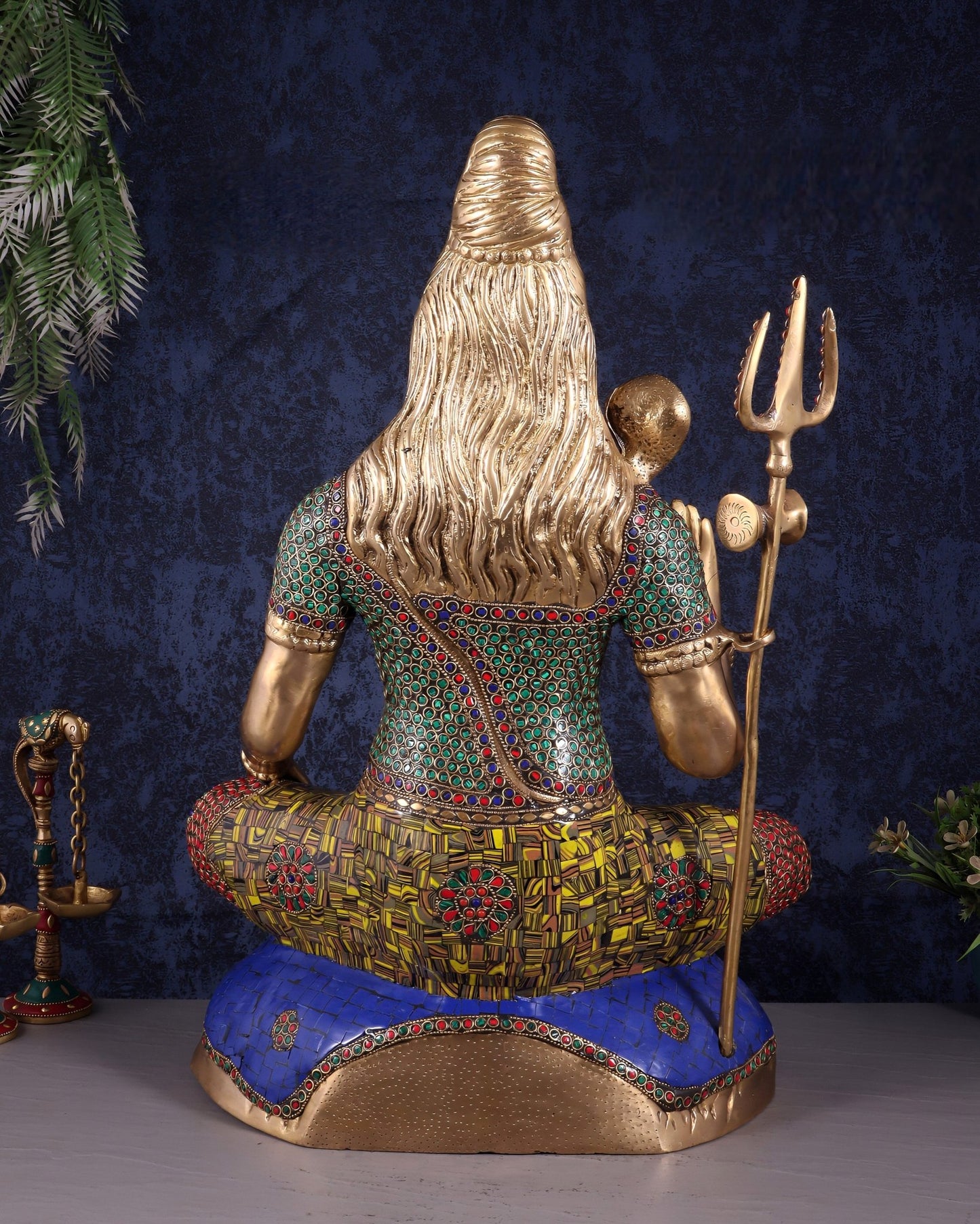 Pure Brass Lord Shiva Statue - 23" stonework - Budhshiv.com