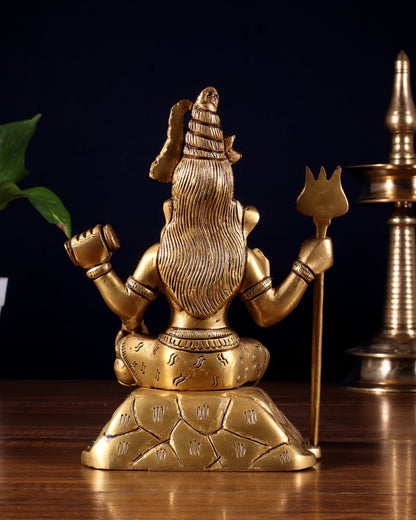 Pure Brass Lord Shiva Statue with Four Arms – Intricately Detailed 8 inch - Budhshiv.com