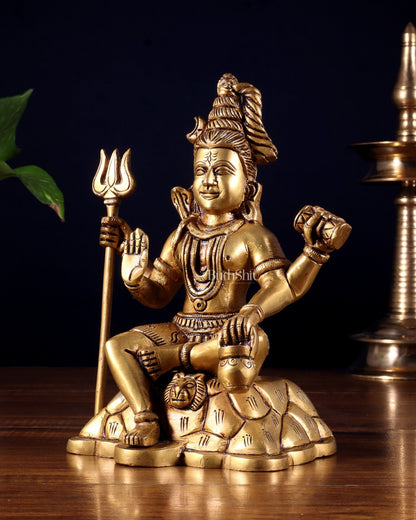 Pure Brass Lord Shiva Statue with Four Arms – Intricately Detailed 8 inch - Budhshiv.com