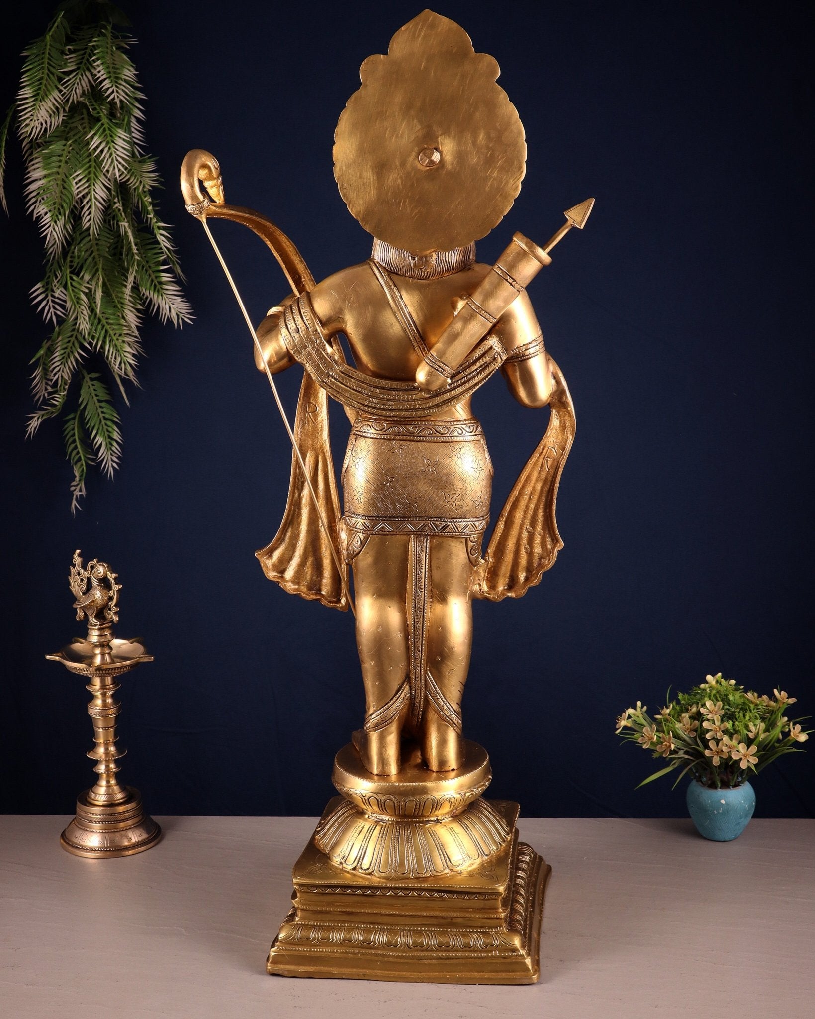 Pure Brass Lord Shri Ram Chandra Statue in Blessing Mudra – 31” - Budhshiv.com