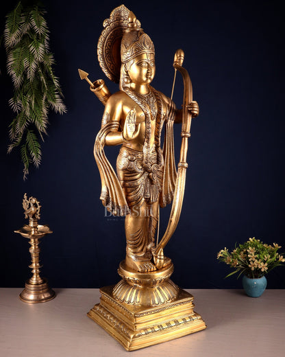 Pure Brass Lord Shri Ram Chandra Statue in Blessing Mudra – 31” - Budhshiv.com