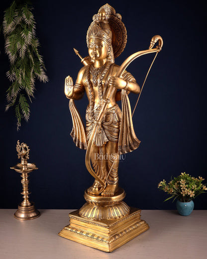 Pure Brass Lord Shri Ram Chandra Statue in Blessing Mudra – 31” - Budhshiv.com