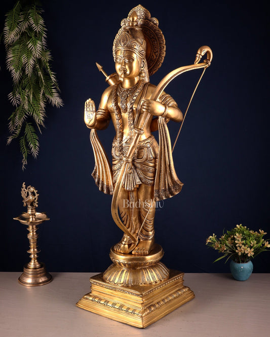 Pure Brass Lord Shri Ram Chandra Statue in Blessing Mudra – 31” - Budhshiv.com