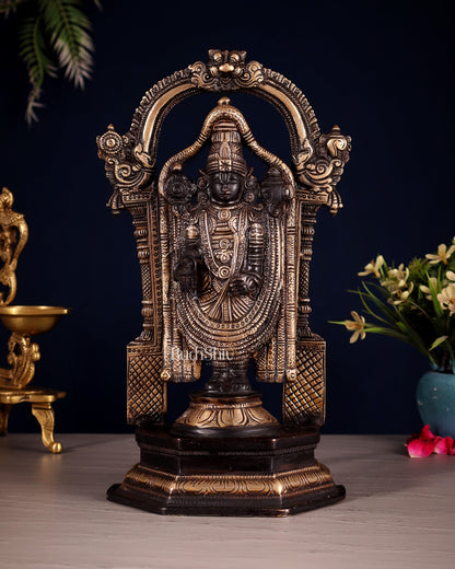 Pure Brass Lord Tirupati Balaji black Statue | Height: 12 inch - Budhshiv.com