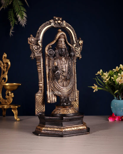 Pure Brass Lord Tirupati Balaji black Statue | Height: 12 inch - Budhshiv.com