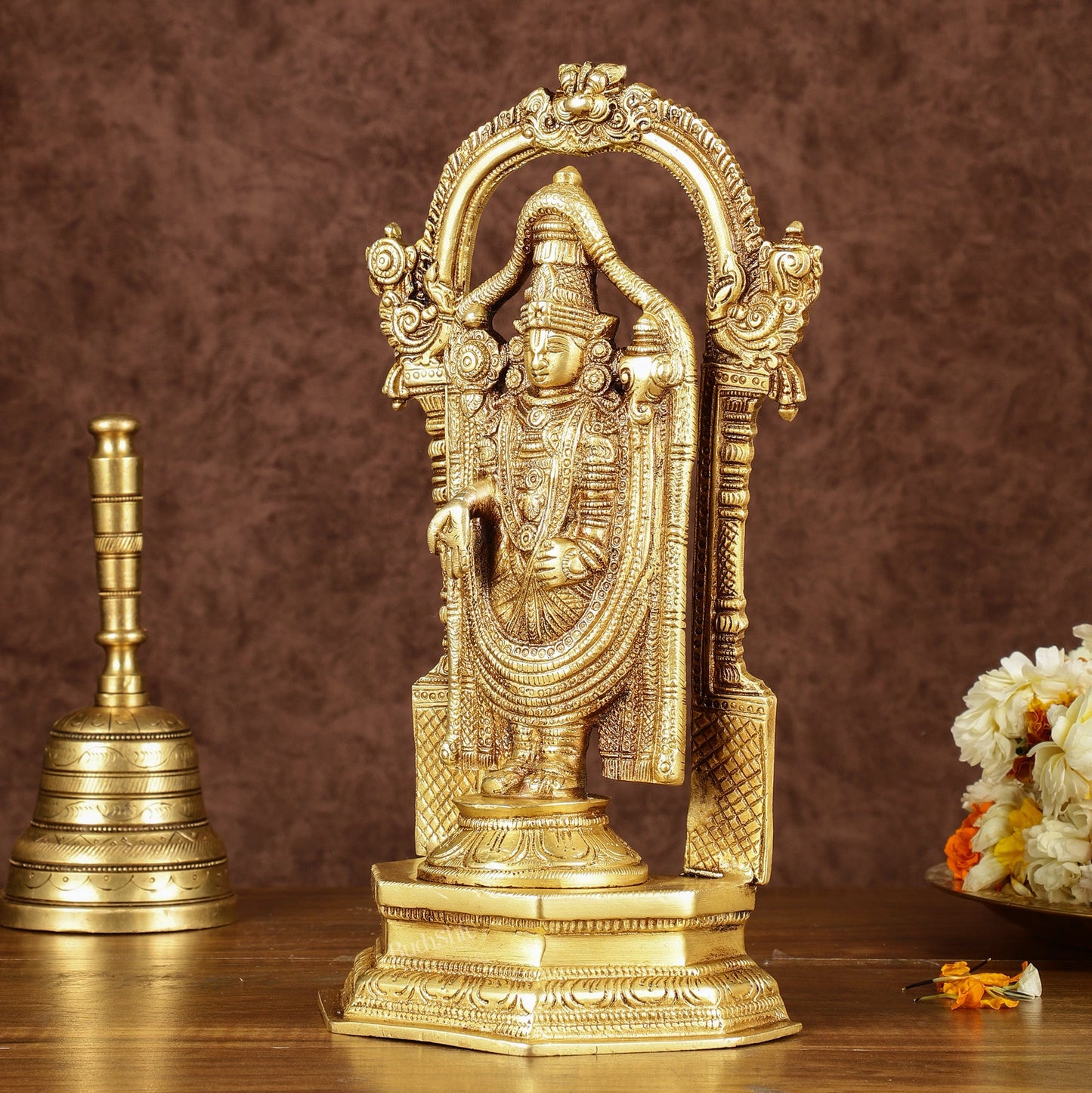 Pure Brass Lord Tirupati Balaji Statue | Height: 12 inch - Budhshiv.com