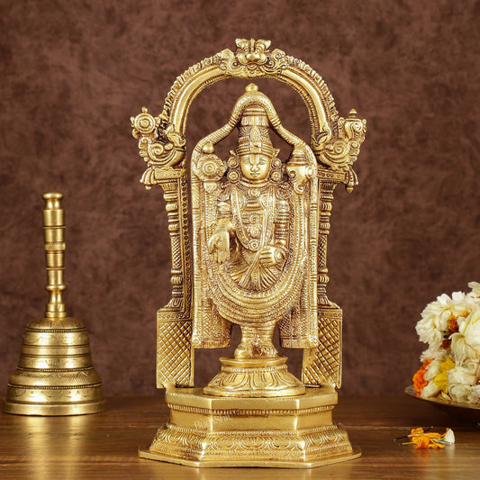 Pure Brass Lord Tirupati Balaji Statue | Height: 12 inch - Budhshiv.com