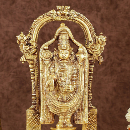 Pure Brass Lord Tirupati Balaji Statue | Height: 12 inch - Budhshiv.com