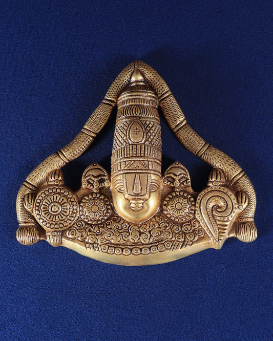 Pure Brass Lord Venkateshwara Tirupati Balaji face Wall Hanging 10 inch - Budhshiv.com